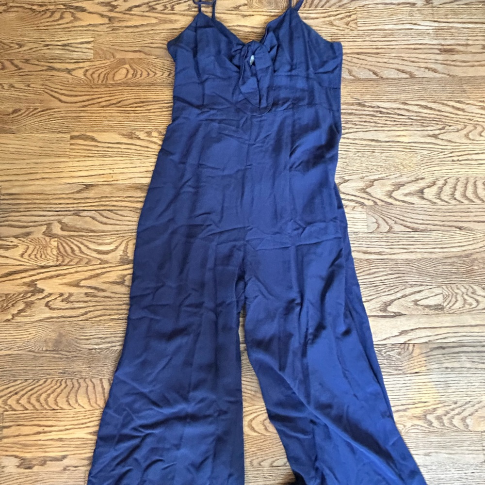 Everly Blue Wide Leg Jumpsuit with Elastic Cuffs